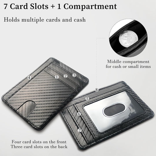 Leather Minimalist Wallet – RFID Blocking Card Holder – Front Pocket Use – Genuine Cowhide Leather for Men & Women