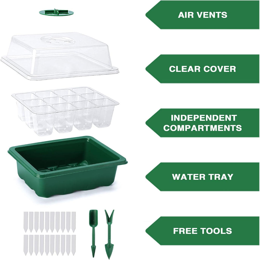 Seed Starter Kit with Trays - Adjustable Humidity Seedling Germination ...