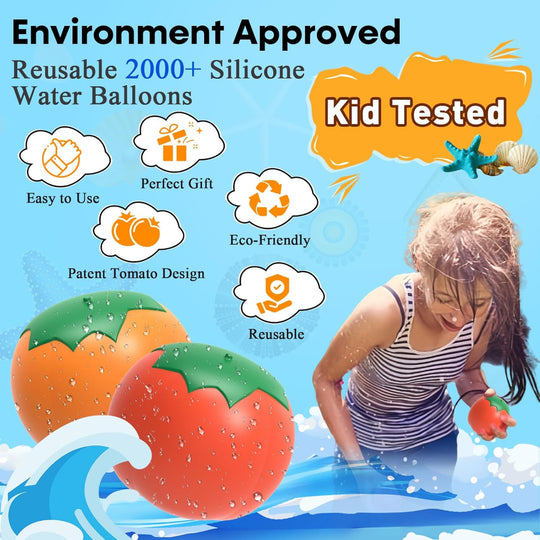 Reusable Water Balloons - Self Sealing Soft Silicone for Kids Outdoor, Pool, and Beach Play
