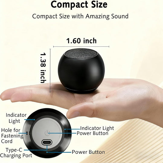 Portable Mini Bluetooth Speaker – Bluetooth 5.3 Stereo Sound with Deep Bass, IPX7 Waterproof