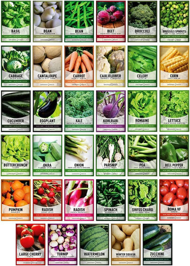 Garden Seed Kit – 16,000+ Non-GMO Heirloom Seeds – 35 Vegetable Varieties for Planting – Survival & Emergency Gardening Use – Includes 35 Free Plant Markers