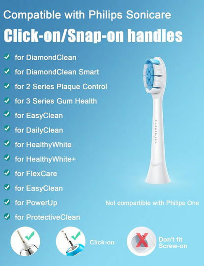 10-Pack Replacement Brush Heads – Sonic Electric Toothbrush Use – Compatible with Philips Sonicare DiamondClean – White Color