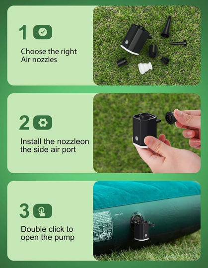 Portable Rechargeable Air Pump – 1600mAh Battery Use – USB Charging Included – Inflates Pool Floats, Toys, Air Beds & Vacuum Storage Bags – Supports Deflation