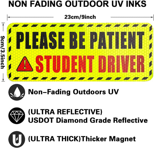 3 Pcs Student Driver Magnets for Car,Please Be Patient Student Driver Sticker