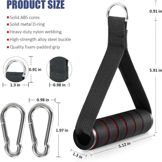 2-Pack Exercise Handles – Heavy Duty Cable Machine Attachments for Strength Training, Pilates, Home Gym, Resistance Bands