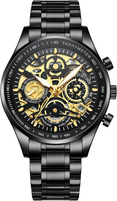 Men's Analog Chronograph Military Watch - Waterproof Quartz Gold Stainless Steel