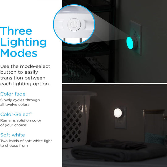 2-Pack Mini LED Night Light – Plug-In Dusk-to-Dawn Sensor – Compact Ambient Lighting for Bedroom, Bathroom, Nursery & Hallway