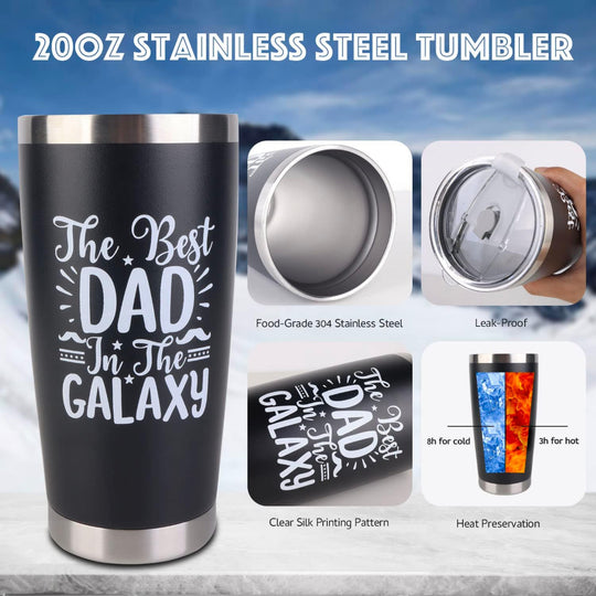 8-Piece Gift Set for Dad – Tumbler, Socks, Bracelet & Accessories – Everyday Use – Includes 20oz Cup with Lid, Straw & Keychain – Assorted Gift Bundle