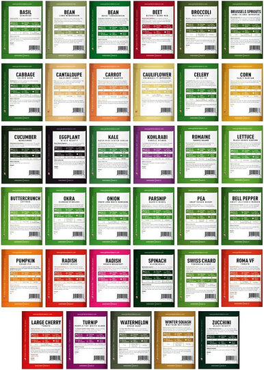 Garden Seed Kit – 16,000+ Non-GMO Heirloom Seeds – 35 Vegetable Varieties for Planting – Survival & Emergency Gardening Use – Includes 35 Free Plant Markers
