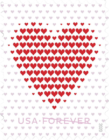 USPS Made of Hearts 2020 Forever Stamps  - Sheet of 20 Postage Stamps