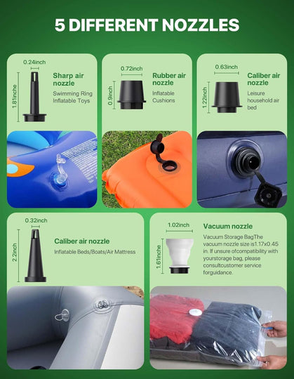 Portable Rechargeable Air Pump – 1600mAh Battery Use – USB Charging Included – Inflates Pool Floats, Toys, Air Beds & Vacuum Storage Bags – Supports Deflation