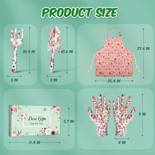 Gardening Gift Set for Women – Hand Tools, Gloves & Apron Use – Perfect for Mom, Grandma & Her – Birthday, Valentine’s Day & Christmas Present