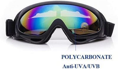 2-Pack Ski and Motorcycle Goggles, Anti-UV Dustproof Safety Goggles for All Ages