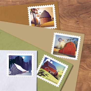 USPS Barn POSTCARD 2021 Forever Postage Stamps - Sheet of 20 Postage Stamps