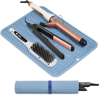 Oversized Silicone Heat Resistant Mat with Velcro for Curling Irons and Styling Tools