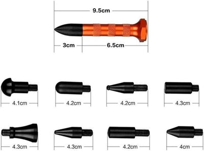 DIY Paintless Dent Repair Kit with Metal Tap Down Pen and 9 Tip Heads