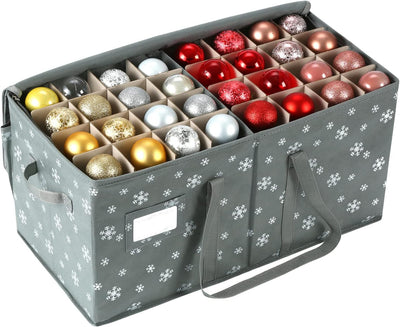 Large Christmas Ornament Storage Container Box with Zipper Closure