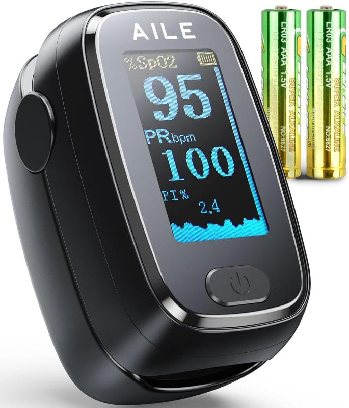 Blood Oxygen/Heart Rate Monitor - 4 Color Screen Display - Including 2AAA Batteries