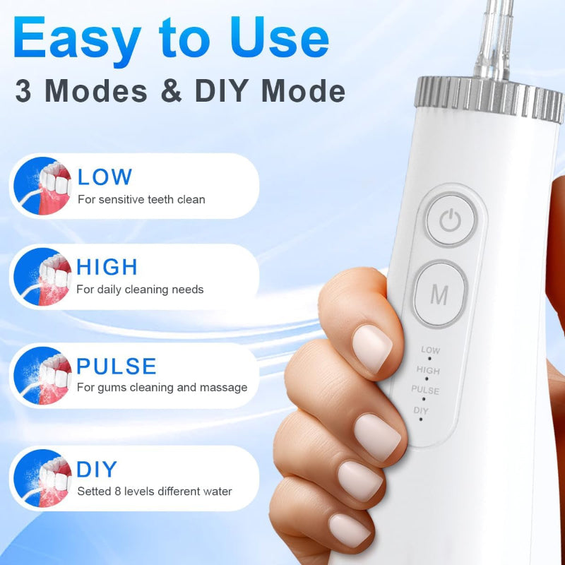 Cordless Water Dental Flosser 300ML Rechargeable Oral Irrigator with 6 Jet Tips