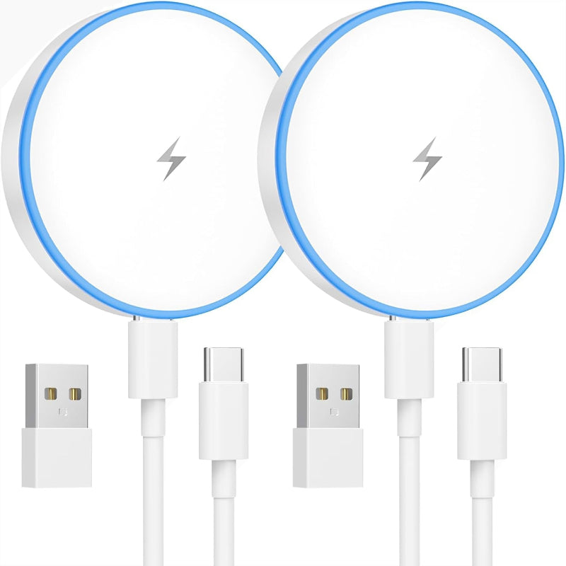 2-Pack 15W MagSafe Wireless Charger, Fast Charging Pad for iPhone & Earbuds