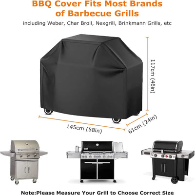 58 Inch BBQ Grill Cover - Waterproof Heavy-Duty Cover for 3-5 Burner Barbecue Grill