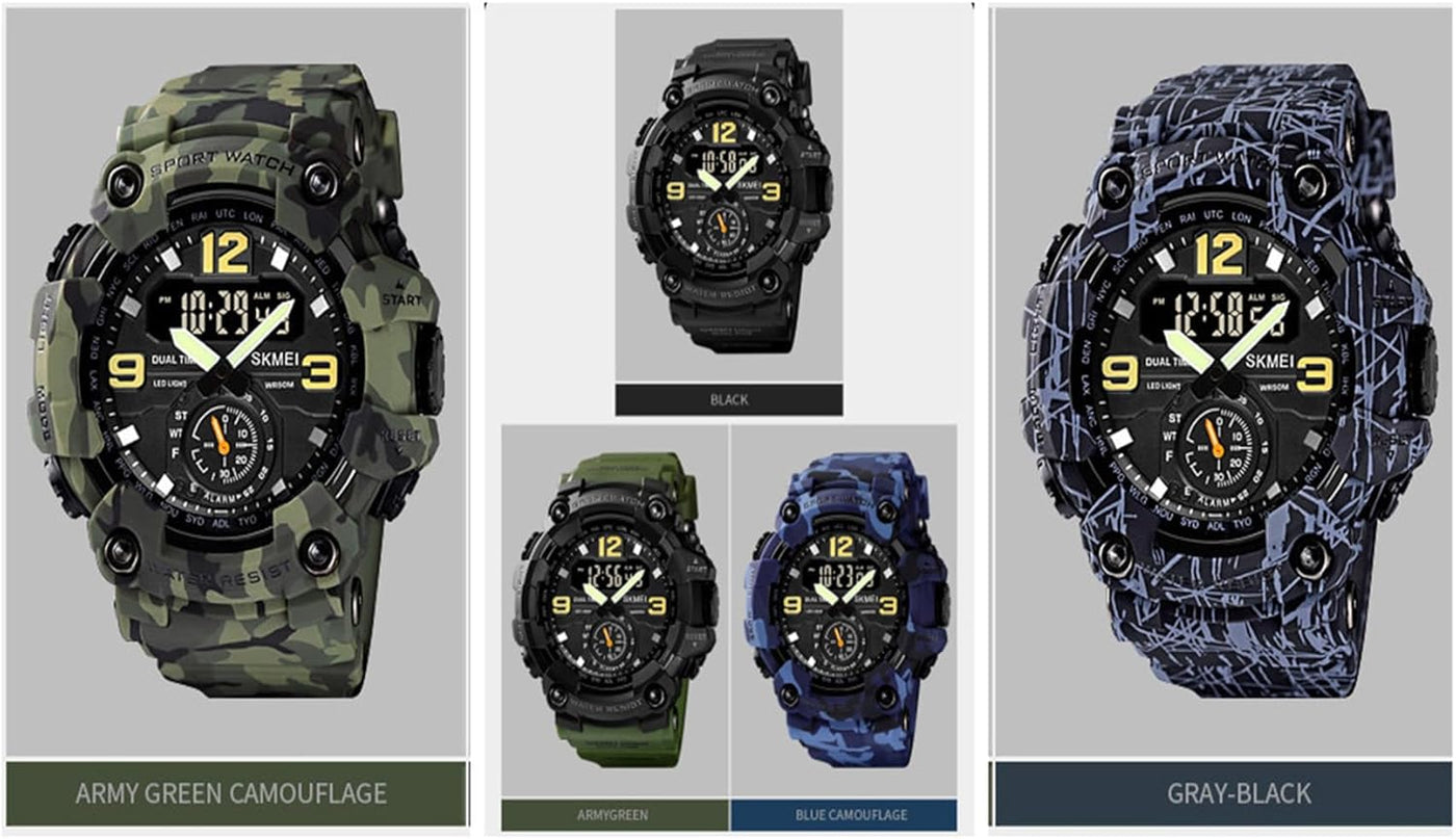 Men's Multifunction Large Face Sports Watch, Waterproof Shockproof Camouflage Series