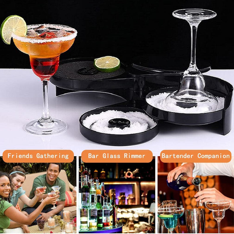  3-Tier Bar Glass Rimmer for Margaritas and Cocktails, Bartender Salt and Spice Tool