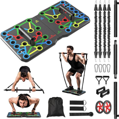 10-in-1 Portable Push Up Board with Foldable Push Up Bars for Strength Training