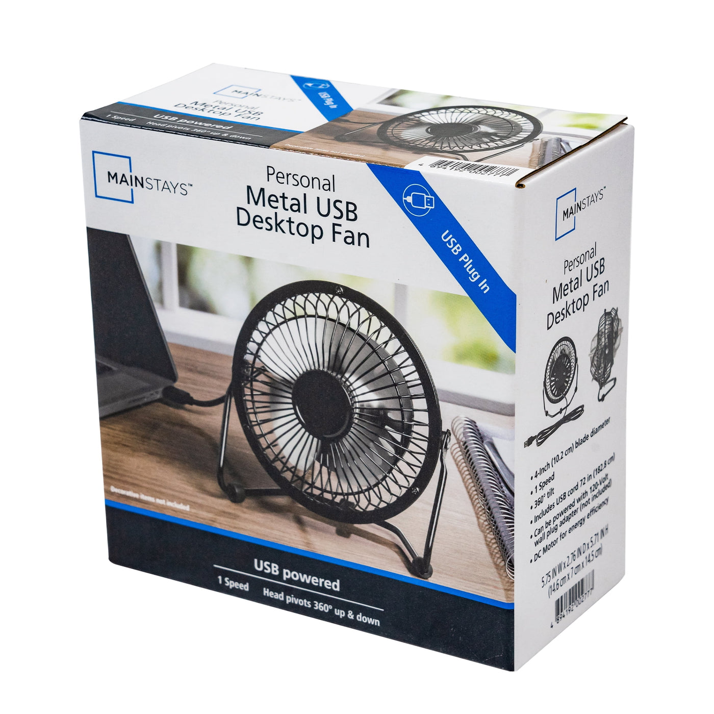 Personal USB Powered Desk Top Fan - 4 Inch 