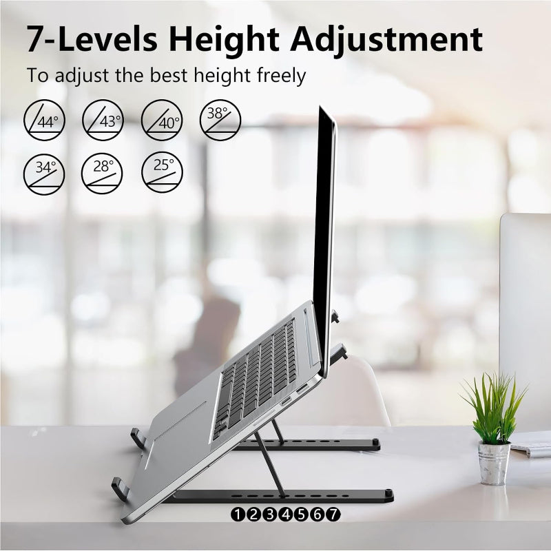 Adjustable Laptop Stand for Desk, Foldable Ventilated Holder for 10-15.6" Laptops