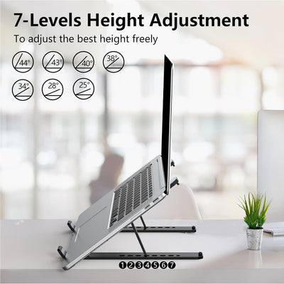 Adjustable Laptop Stand for Desk, Foldable Ventilated Holder for 10-15.6" Laptops