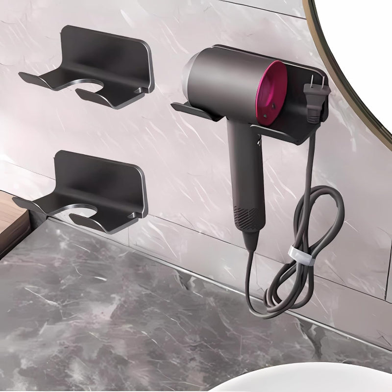 Universal Hair Dryer Holder Wall Mount with Plug and Cord Organizer