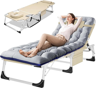 5 Position Folding Lounge Chair - Adjustable, Multi-Use Reclining Chair