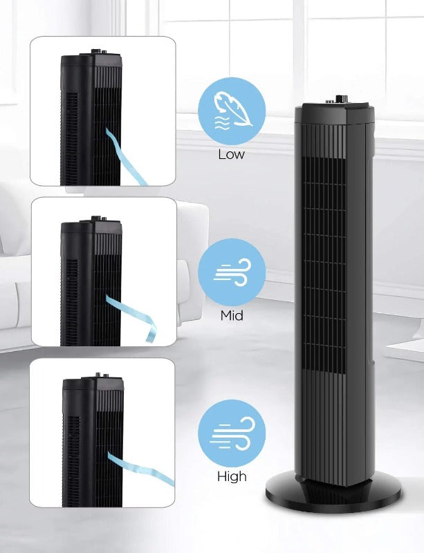 28" 3-Speed Oscillating Tower Fan