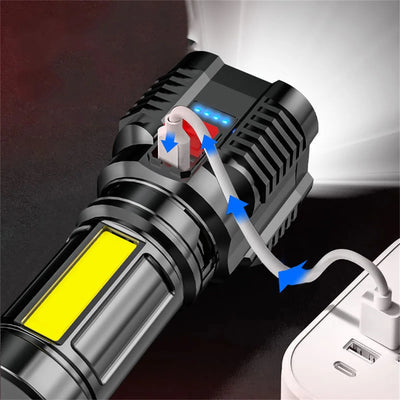 100000 LM LED Flashlight, Powerful Handheld Tactical Flashlight - USB Rechargeable