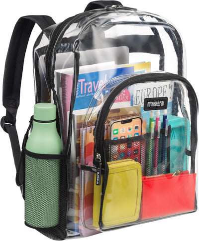  Heavy Duty Clear Backpack, Stadium Approved with Adjustable Straps and Dual Compartments