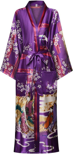 Women's Long Satin Robes - Imitation Silk Sleepwear