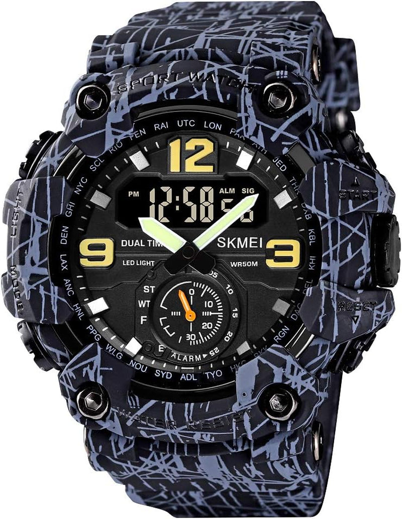 Men's Multifunction Large Face Sports Watch, Waterproof Shockproof Camouflage Series