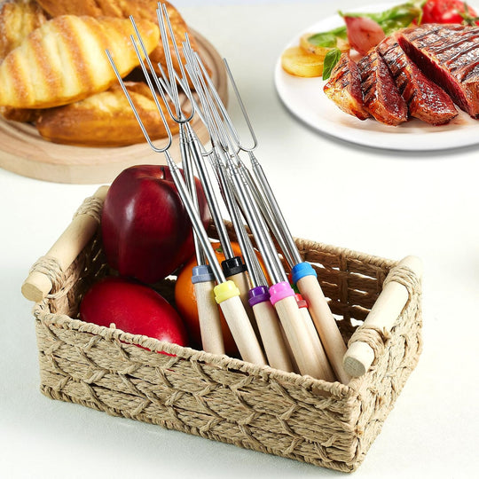 Marshmallow Roasting Sticks - Extendable Skewers - Stainless Steel Smores Sticks for Fire Pit