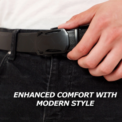 Men's Premium Leather & Microfiber Ratchet Belt - Adjustable with Unique Slide Belt Buckle