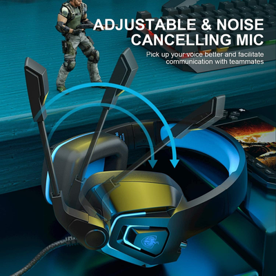 Wired Gaming Headset for PS4, Xbox One, PS5, Witch, H2 - Over-Ear Gaming Headphones with Noise Cancelling Mic & LED Lights