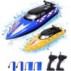 2 Pack RC Boat - 20+/10+ MPH Remote Control Boats with LED Light Includes 4 Rechargeable Batteries