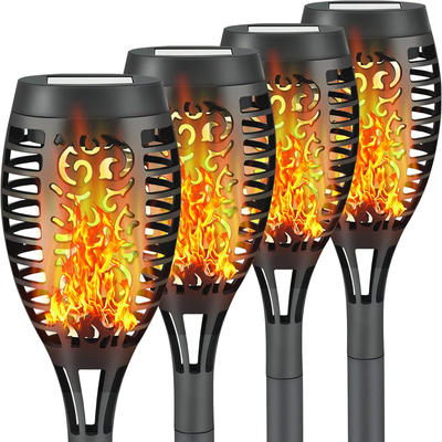 4 Pack Led Solar Torch Light with Flickering Flame Outdoor Waterproof, Auto On/Off Solar Garden