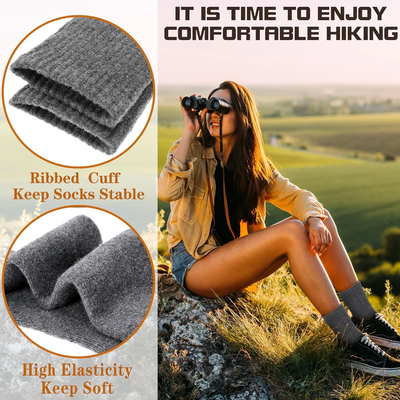 5 Pack Merino Wool Hiking Socks for Women