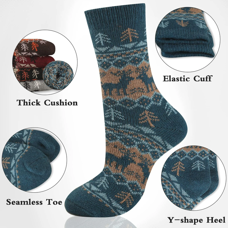 Men's 5 Pair Set of Wool Crew Socks