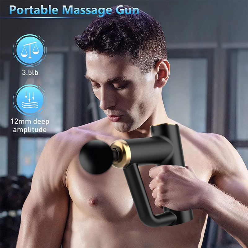 Handheld Deep Tissue Muscle Massage Gun with 4 Heads and 6 Adjustable Speeds