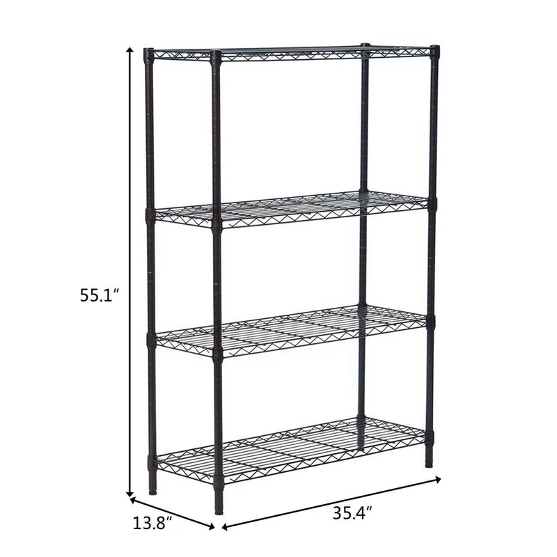 4 Layer Metal Wire Shelving Rack - Adjustable Unit