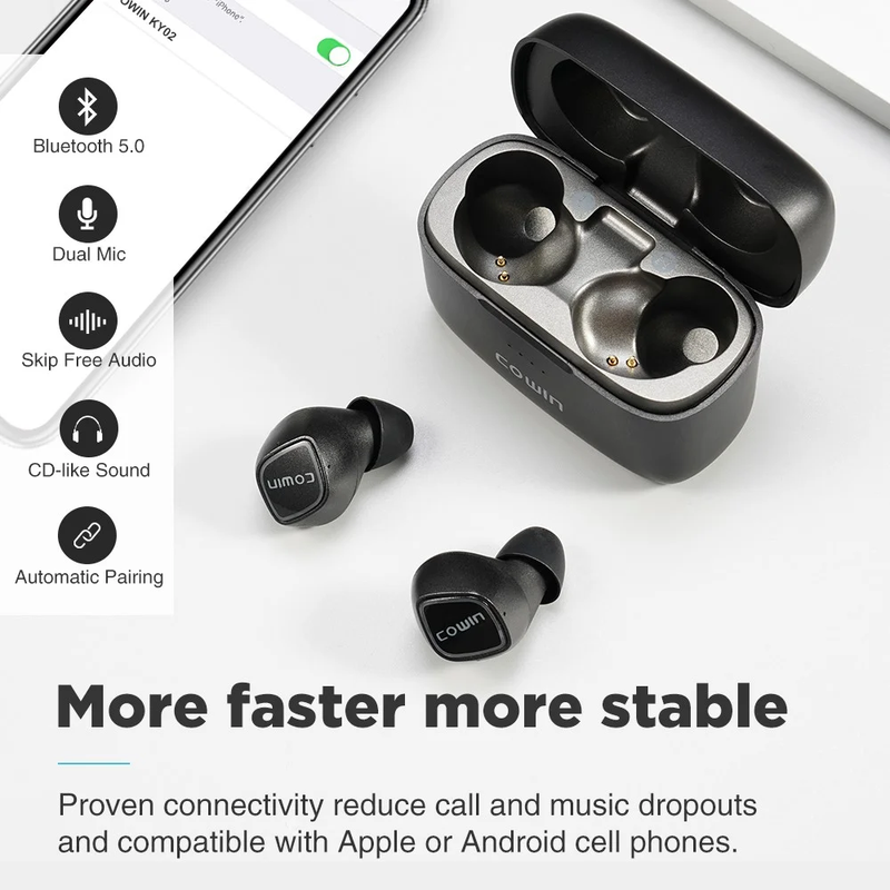 Bluetooth Earbuds - Wireless Noise Cancelling Headphone IPX5 Waterproof Built in Mic with Charging Case