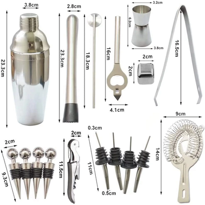 24 Pcs 750ml Cocktail Shaker Set with Stand, Stainless Steel