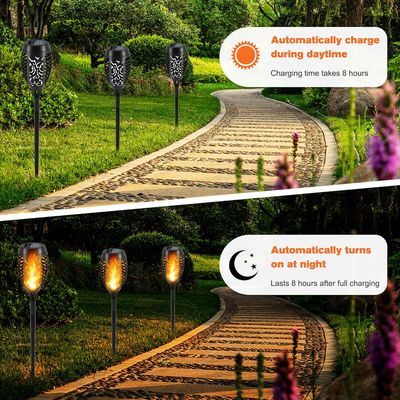 6 Pack Solar Garden Torch Lights with Flickering Flame